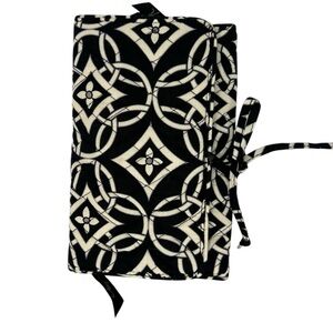 Vera Bradley Black/White Floral Quilted Textile Small Jewelry Roll